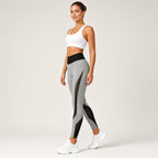 Lasya – Leggings Desportivas de Cintura Alta com Recortes em Rede – Cinzento, vista lateral com recortes em rede