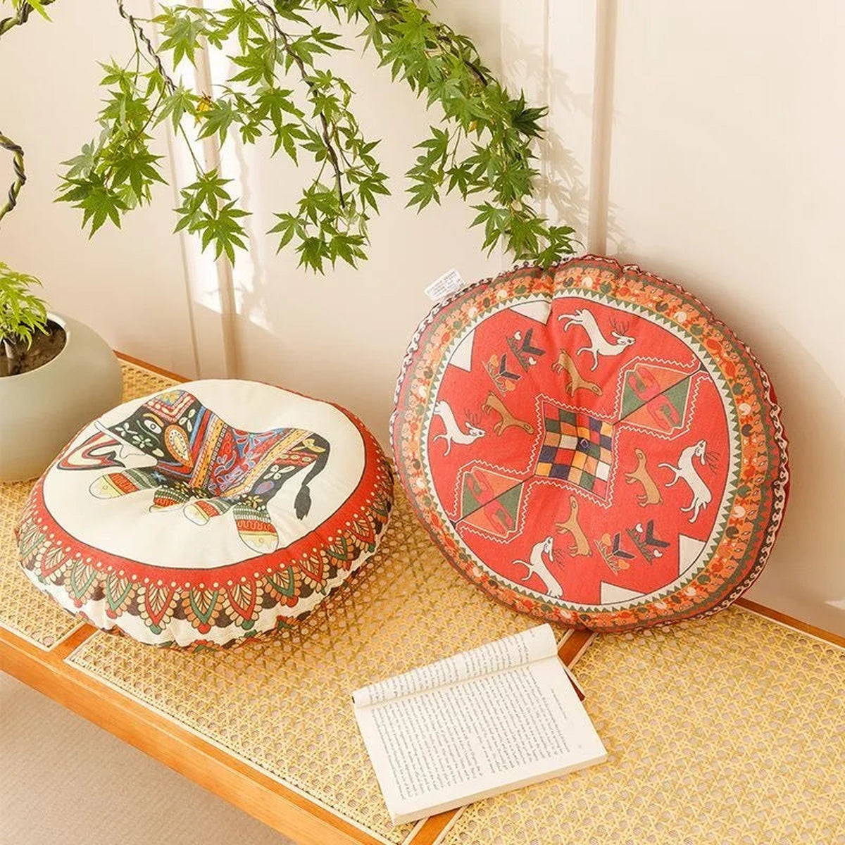 Almofada de meditação Shlama Rest da Shamar: padrões de elefante e terracota