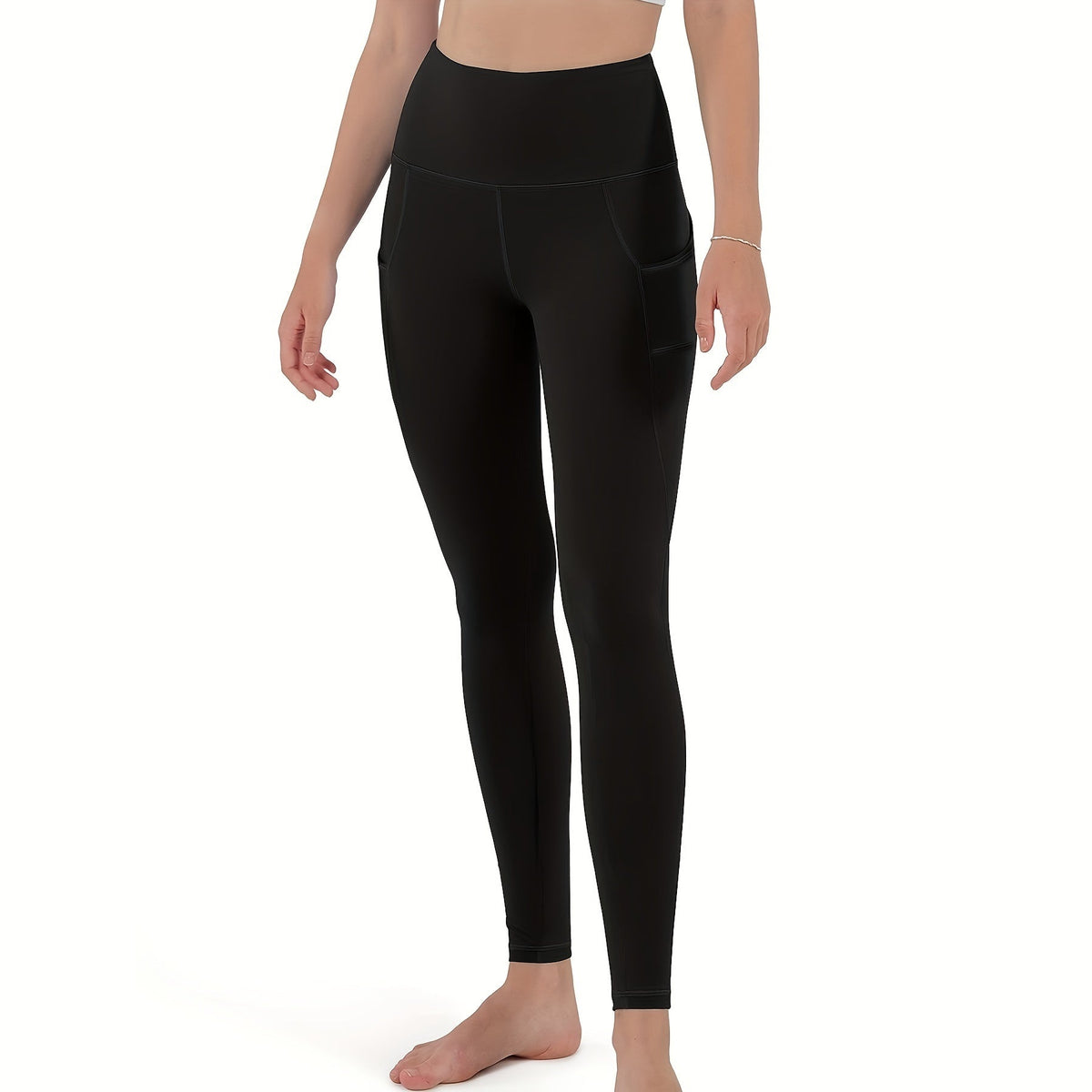 Leggings LumiHeat pretas de cintura alta – vista de frente