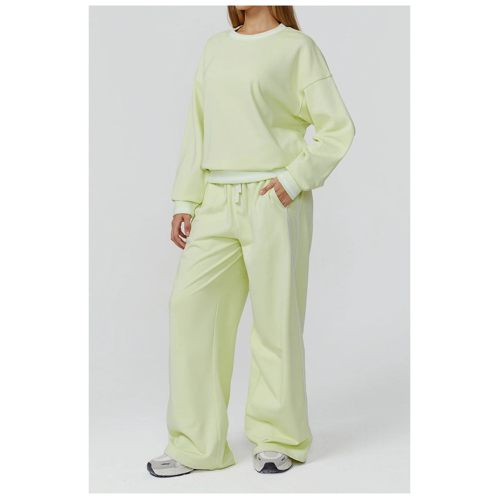 Camisola Shlama Ease verde-lima com calças a condizer – vista de frente