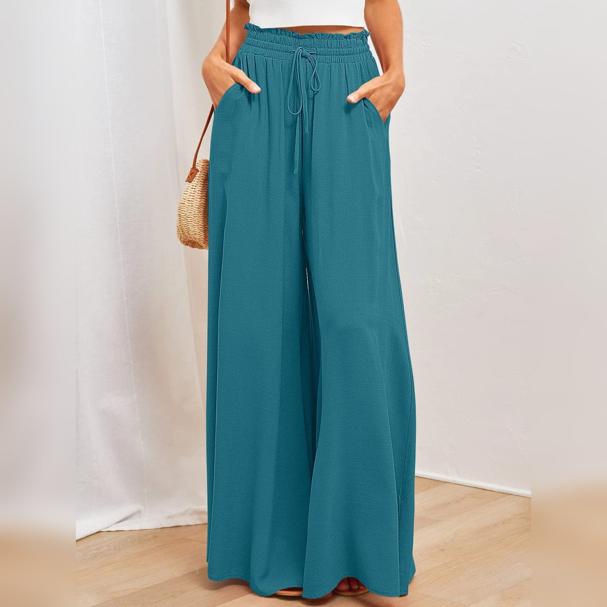 Yaleth Comfort Pants — Cintura Elástica, Estilo Atemporal – Azul Malaquina