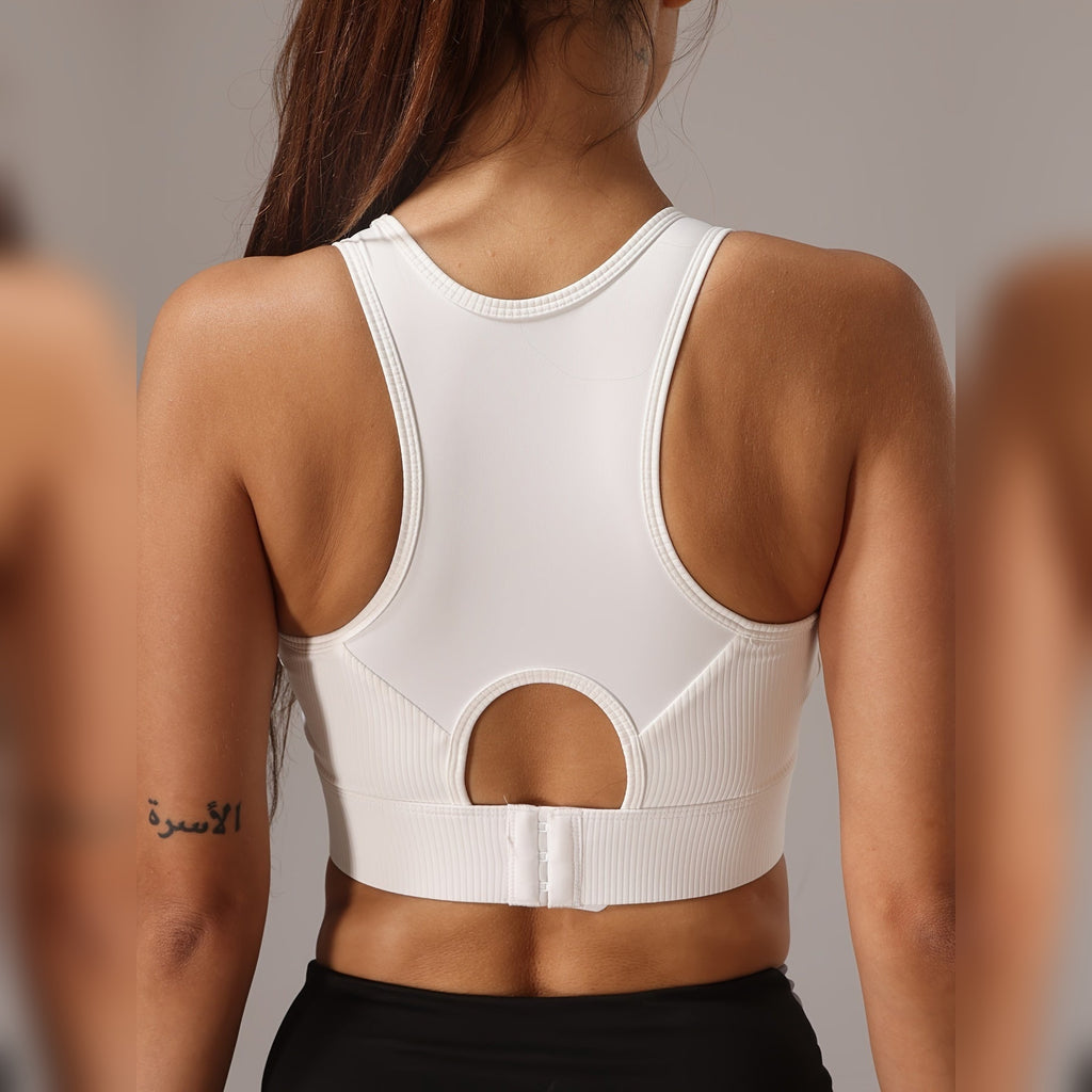 Top Ayela Fit Tank branco com abertura nas costas – vista de costas