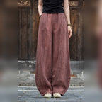 Nahara Pant — Conforto Natural em Algodão & Linho com Alma Vintage – Vermelho
