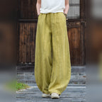 Nahara Pant — Conforto Natural em Algodão & Linho com Alma Vintage – Amarelo