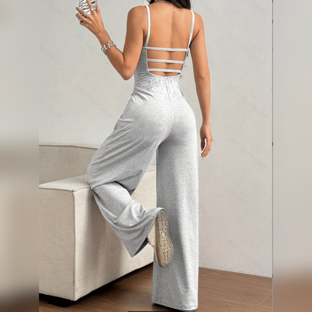 Macacão Ilanah Suit cinzento com tiras nas costas – vista de costas