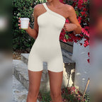 Macacão Ziv Onepiece bege de um só ombro com copo – lifestyle