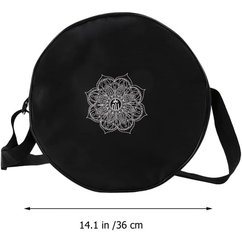 Mochila Padma Bag preta com mandala e medida – tabela de medidas