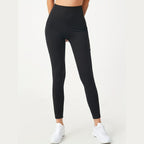 Leggings SoulWarm pretas de cintura alta – vista de frente