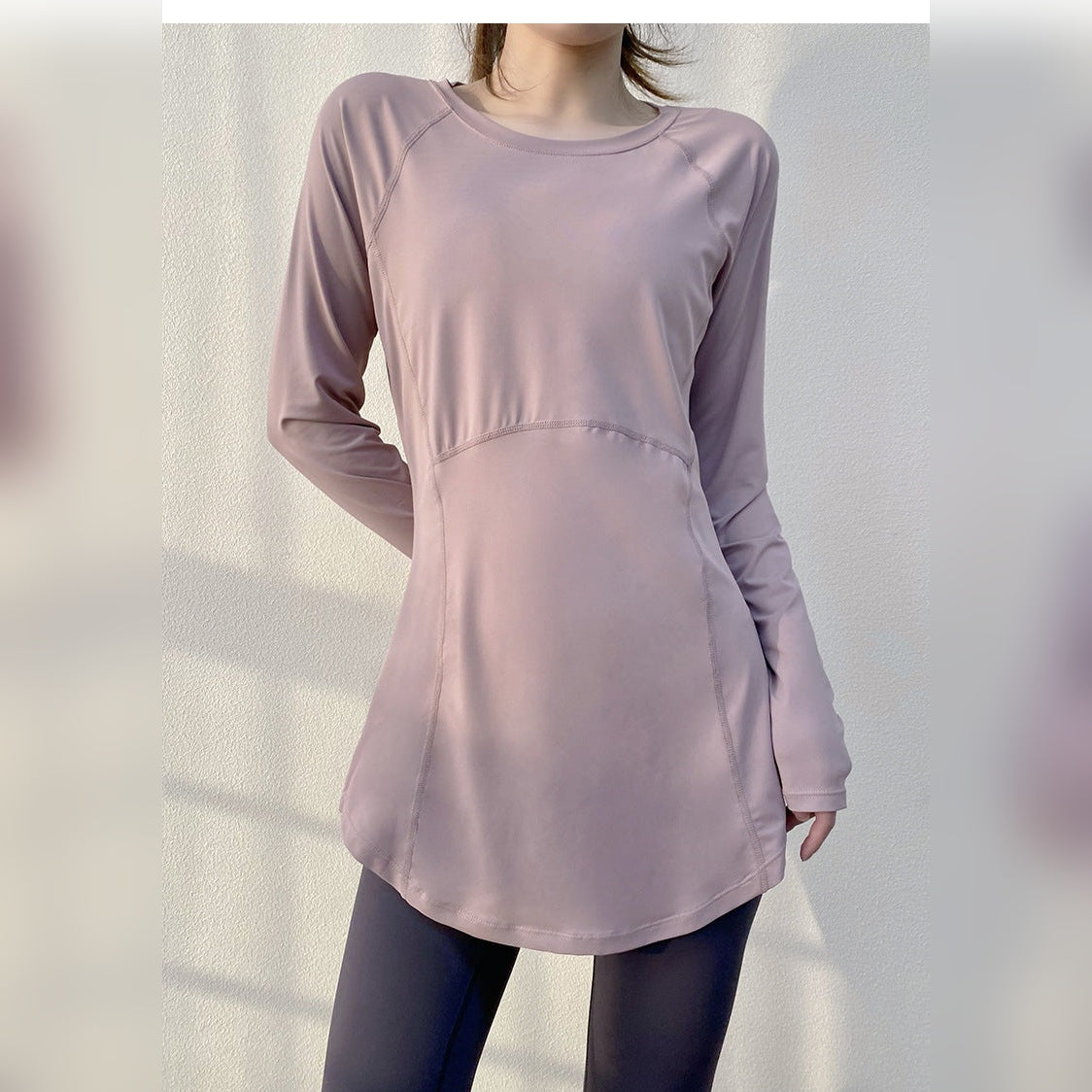 FlowLong – Sweatshirt Slim para Yoga, Corrida e Bem-Estar Ativo – Rosa