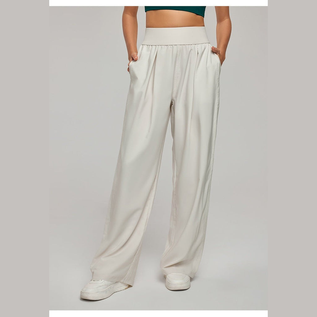 Calças Casuais para Yoga de Perna Larga – Branco