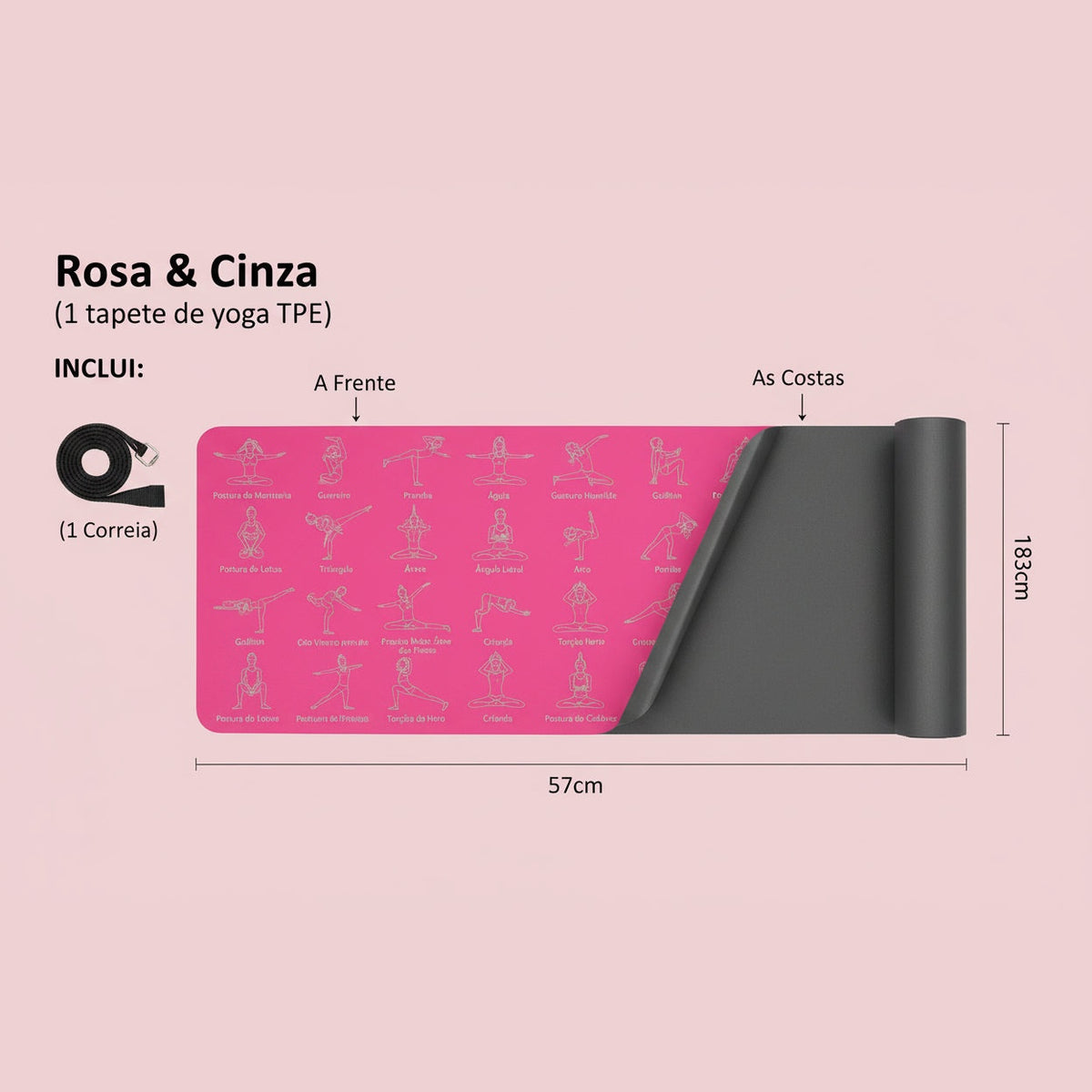 Tapete de Yoga Ecológico Antiderrapamento em TPE – Rosa