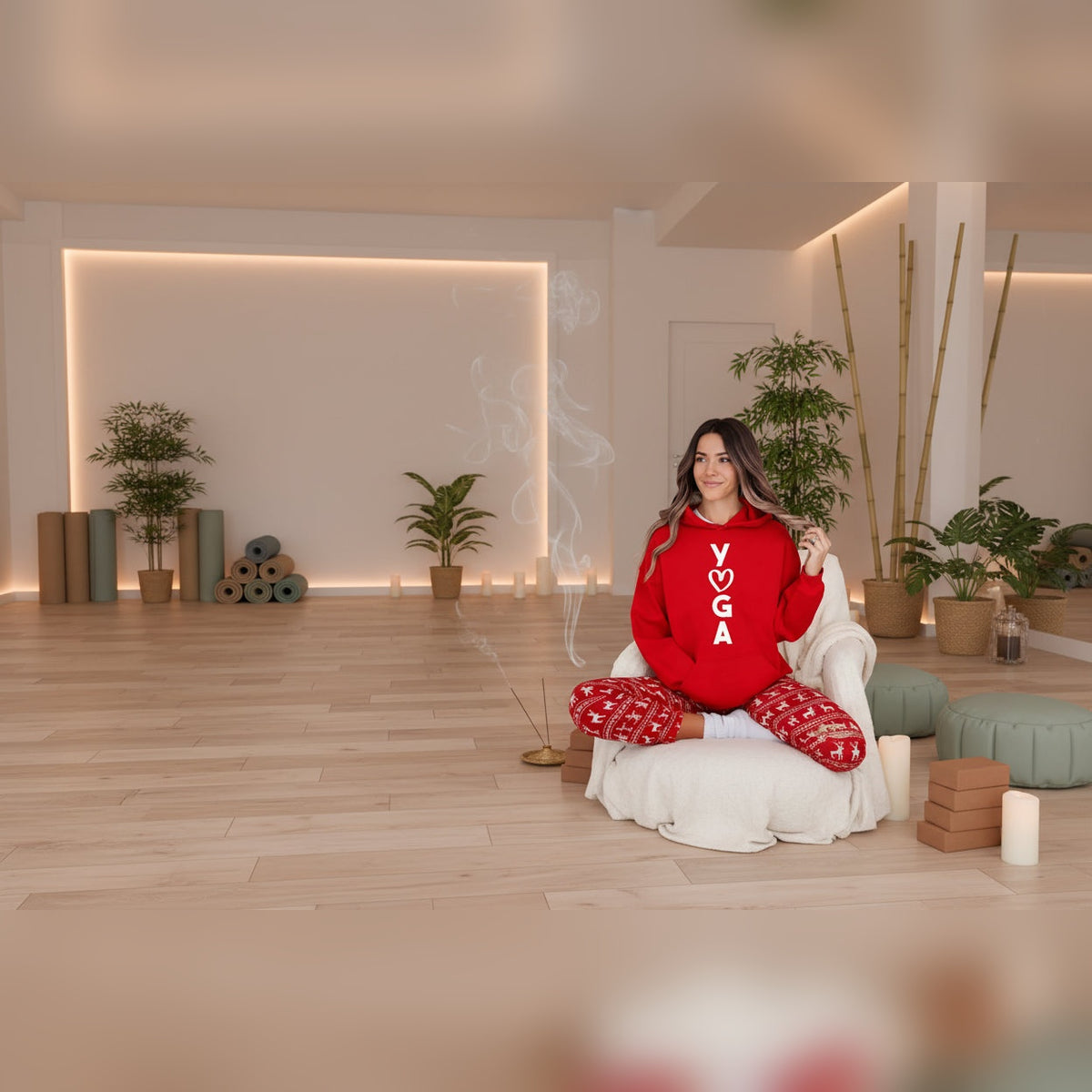 Hoodie Sankalpa Love Yoga • Conforto Espiritual e Presença – Vermelho