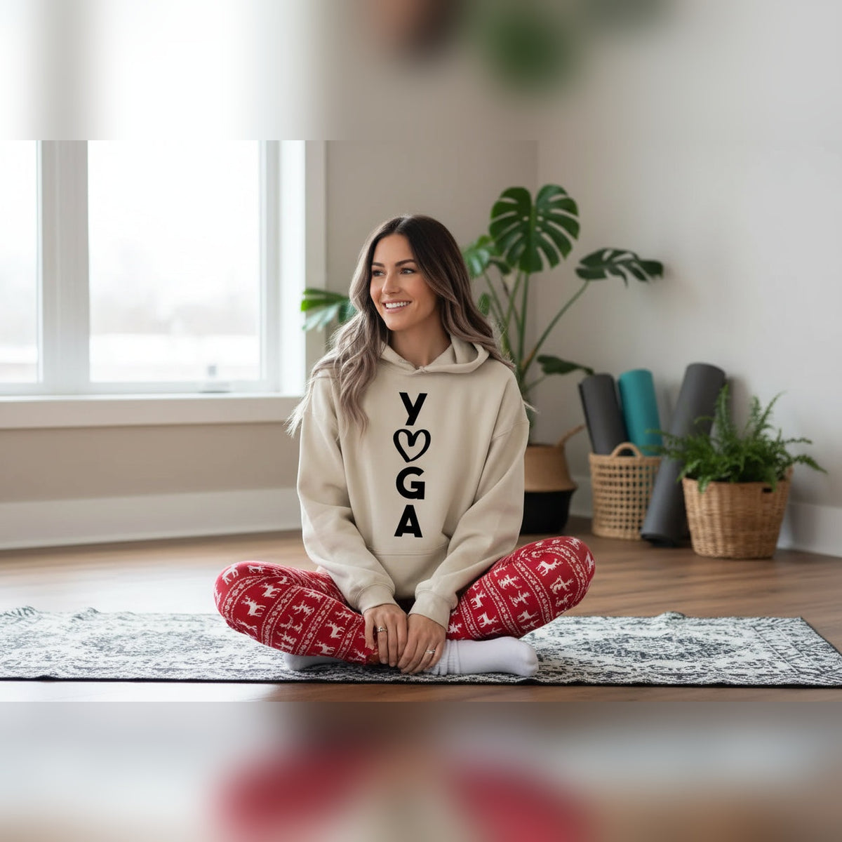 Hoodie Sankalpa Love Yoga • Conforto Espiritual e Presença – Bege
