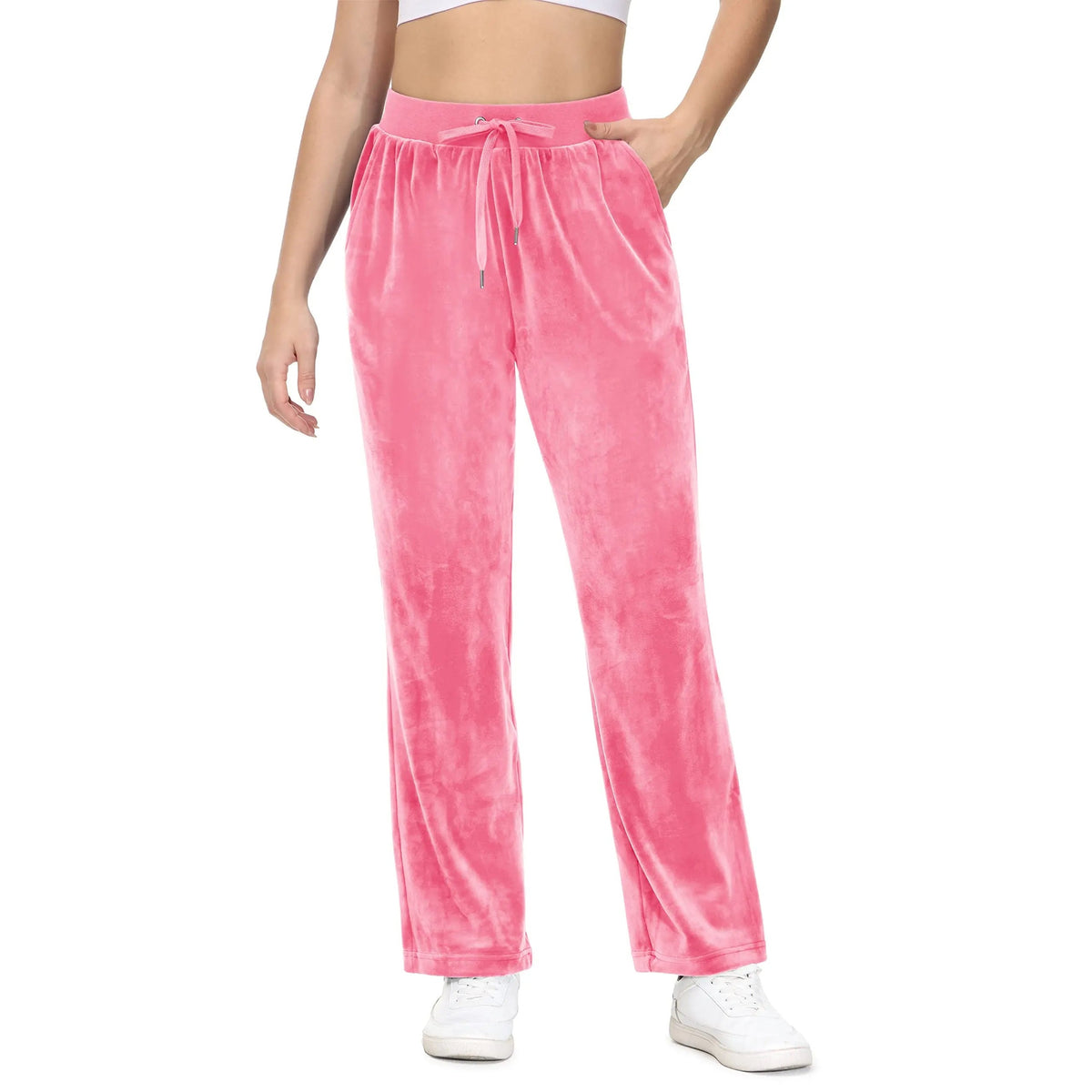 Calças de Yoga Soft Flow • Veludo Quente e Movimento Livre – Rosa Fluorescente
