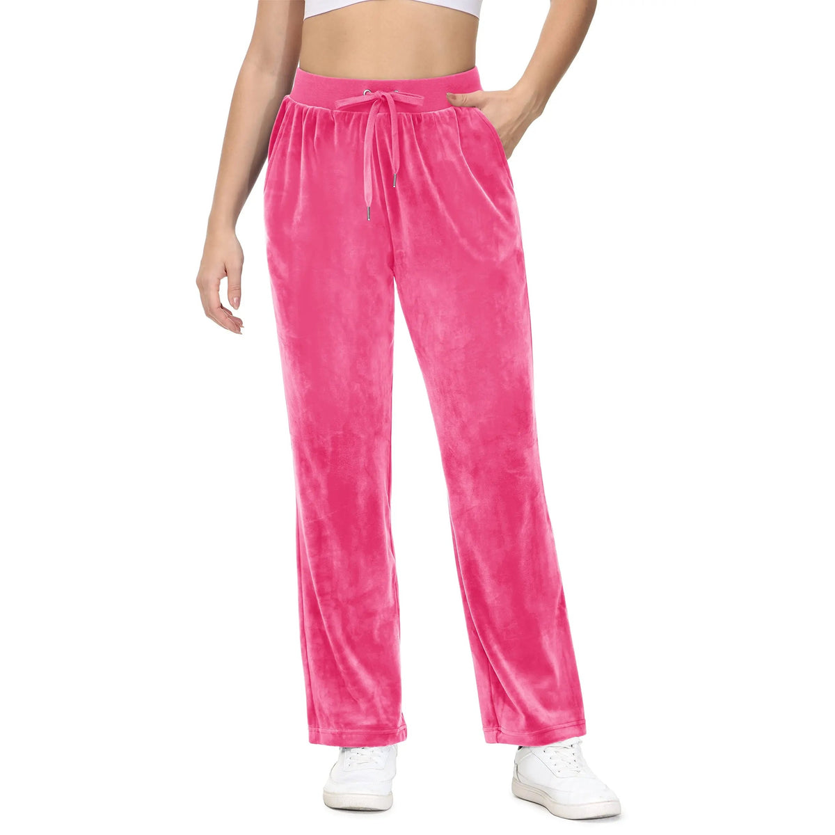 Calças de Yoga Soft Flow • Veludo Quente e Movimento Livre – Vermelho Rosa
