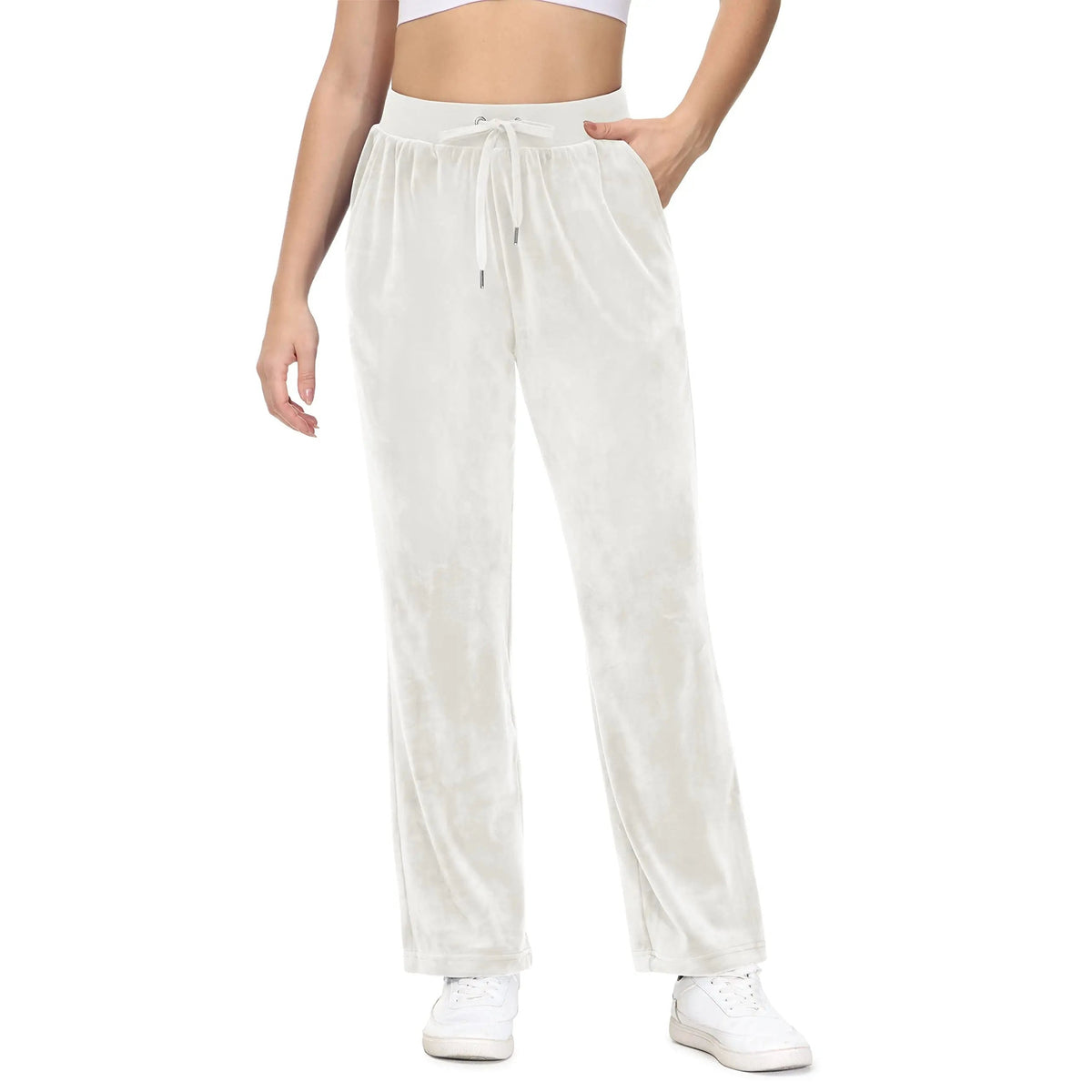 Calças de Yoga Soft Flow • Veludo Quente e Movimento Livre – Branco Creme