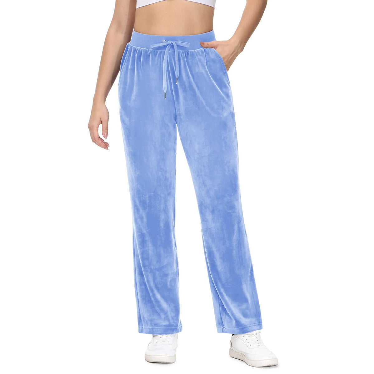 Calças de Yoga Soft Flow • Veludo Quente e Movimento Livre – Azul Claro