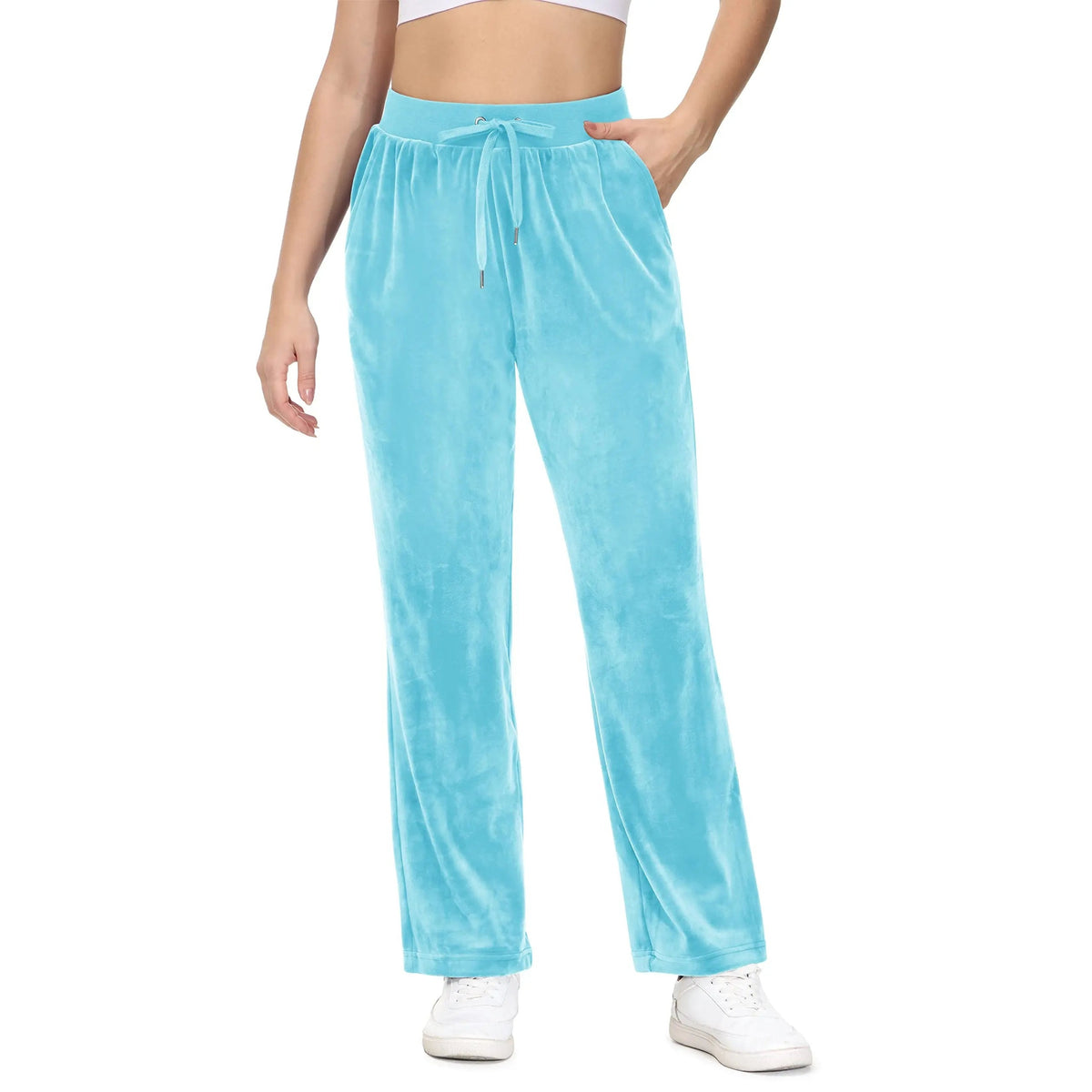 Calças de Yoga Soft Flow • Veludo Quente e Movimento Livre – Azul Água