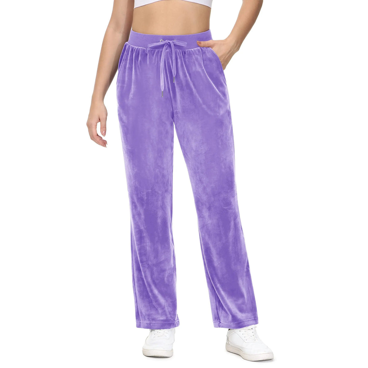 Calças de Yoga Soft Flow • Veludo Quente e Movimento Livre – Roxo Claro