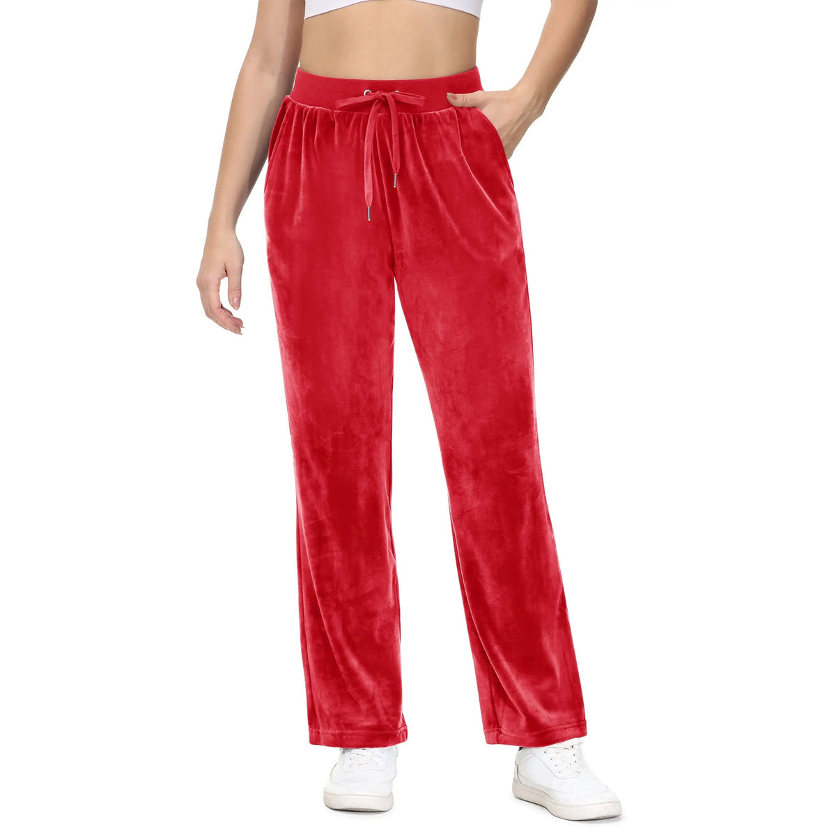 Calças de Yoga Soft Flow • Veludo Quente e Movimento Livre – Vermelho Tomate