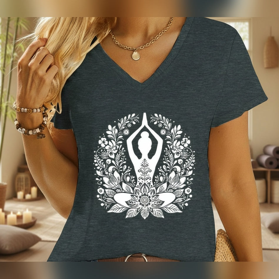 T-shirt Shakti Soft – Força que Floresce – Cinzento Escuro