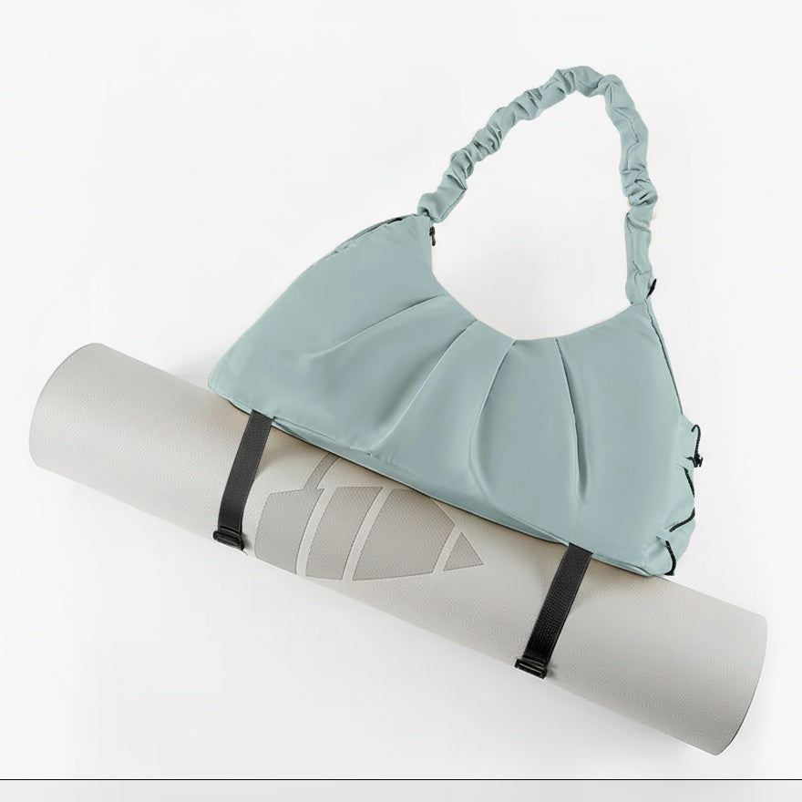 Mala Nomad Yoga azul com tapete de yoga preso – vista do produto