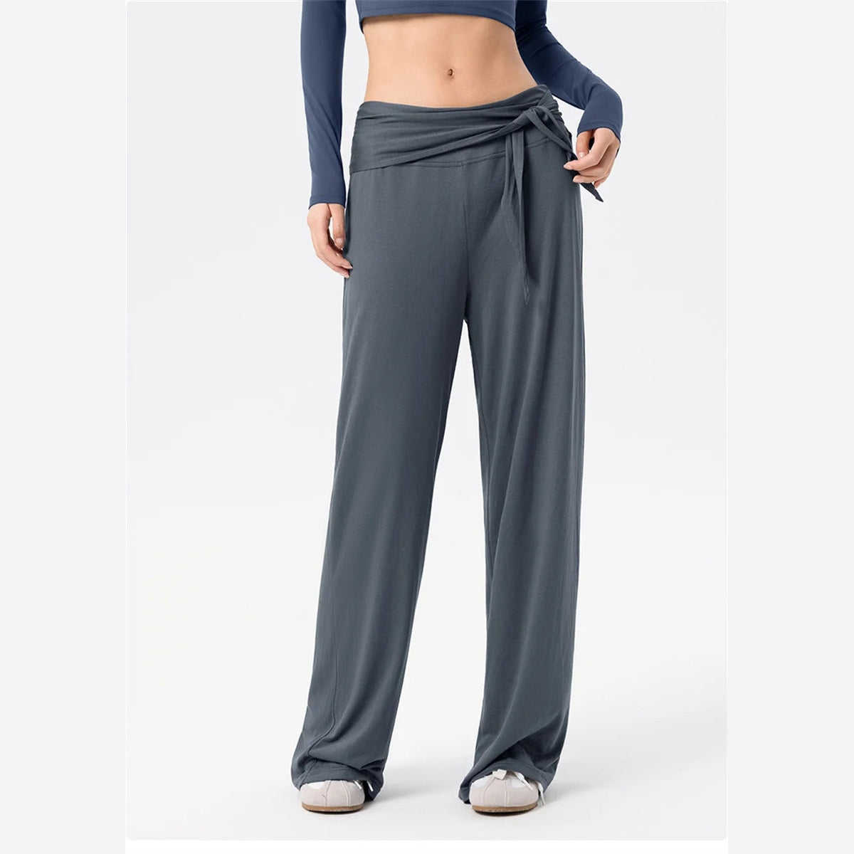 Calças Yoga Flow State – Leveza, Força e Conexão – Azul Cinzento