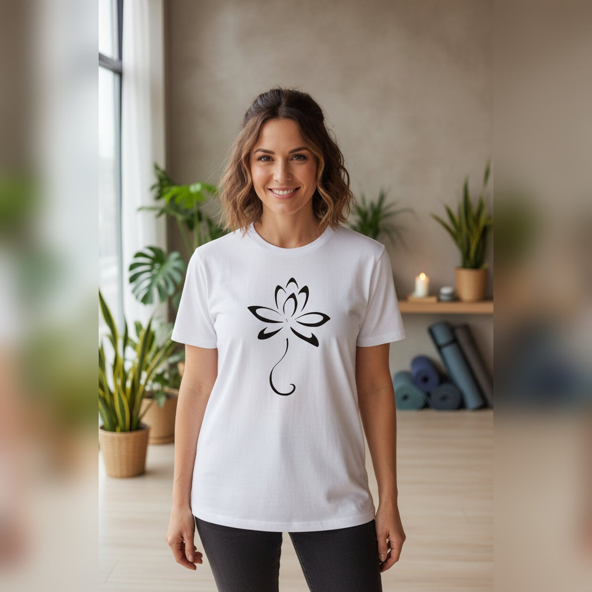 T-shirt Lotus Spirit – Minimalismo e Conexão com o Corpo – Branco