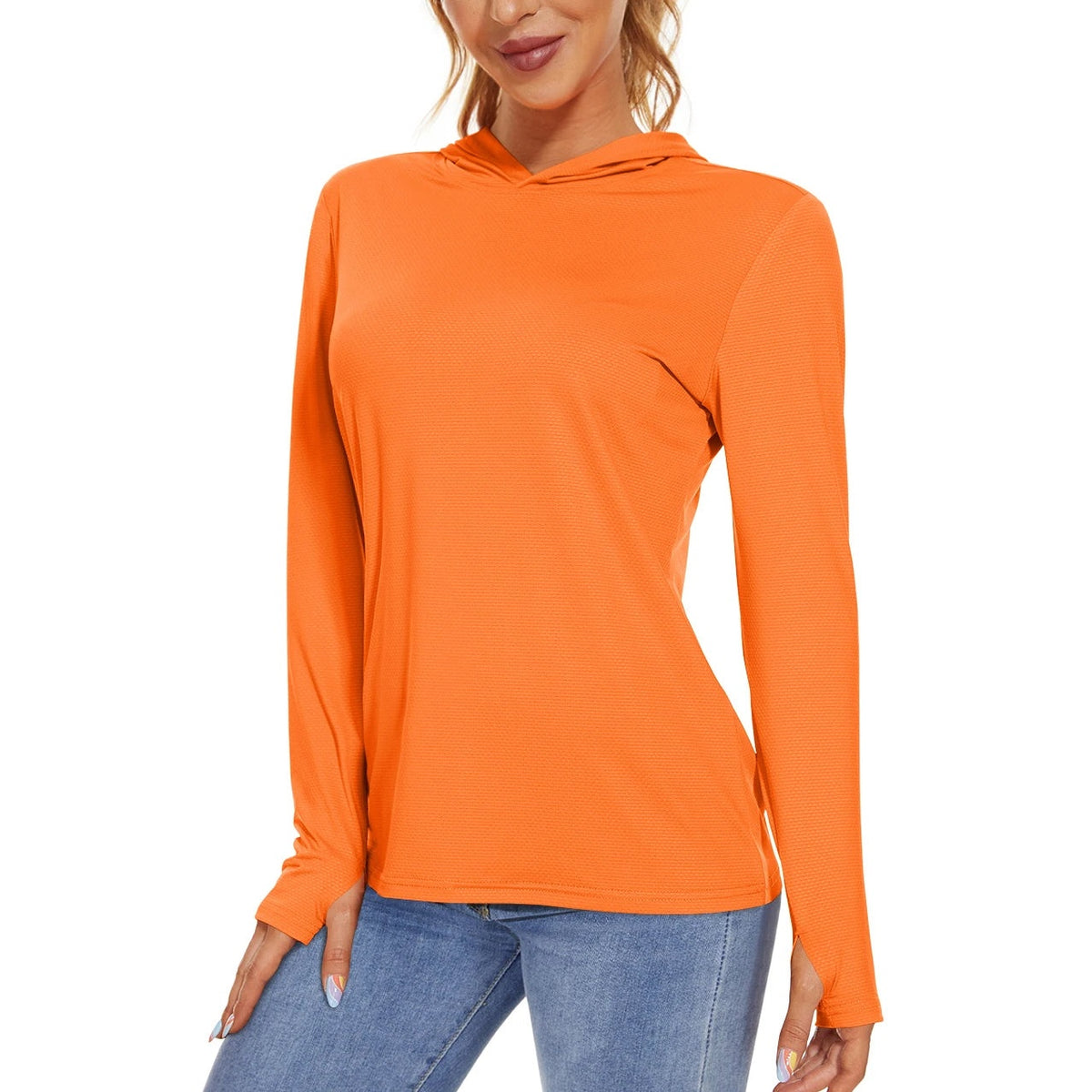 Camisola SunGuard Flow – Manga Comprida com Capuz e Protecção UPF 50+ – Laranja