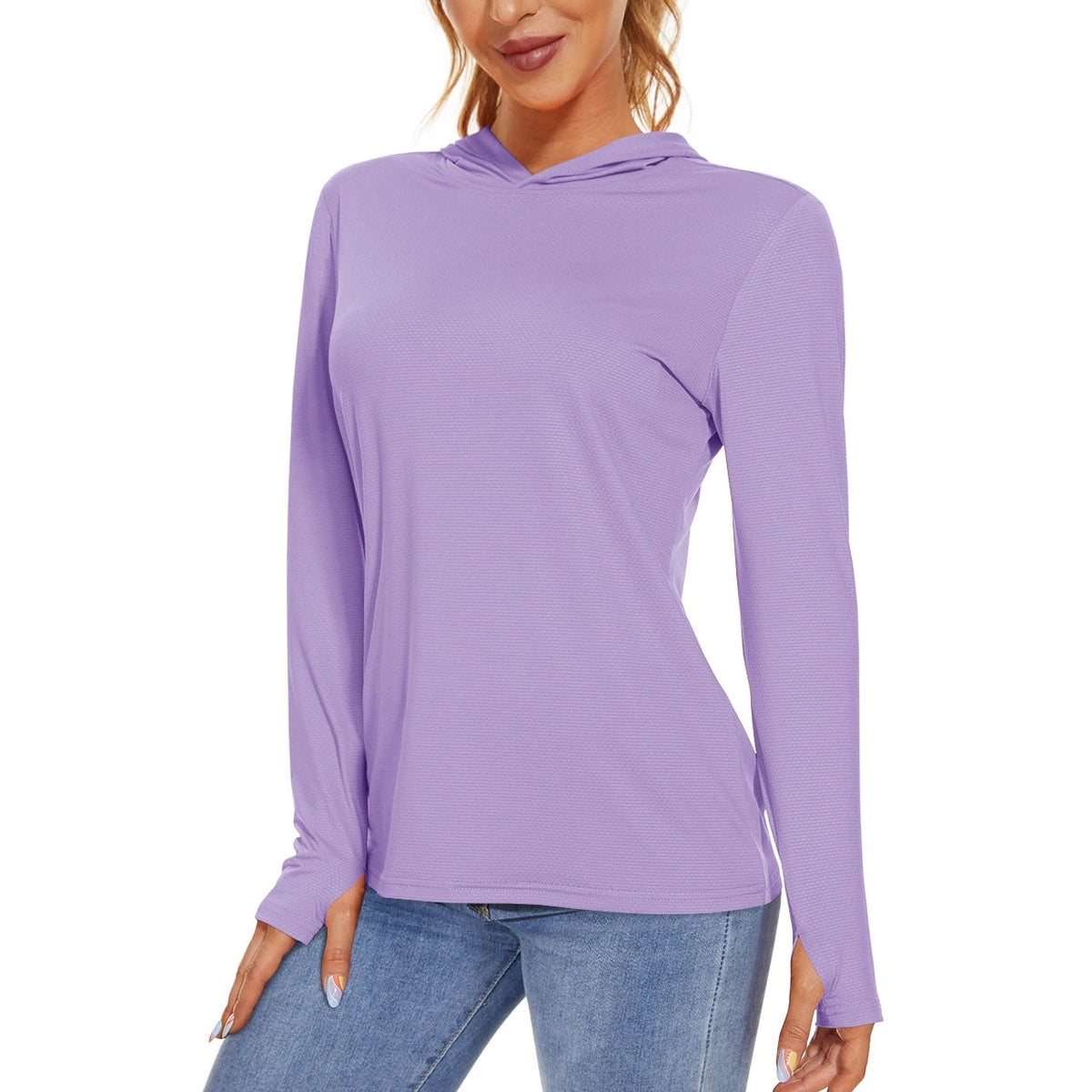 Camisola SunGuard Flow – Manga Comprida com Capuz e Protecção UPF 50+ – Roxo Claro