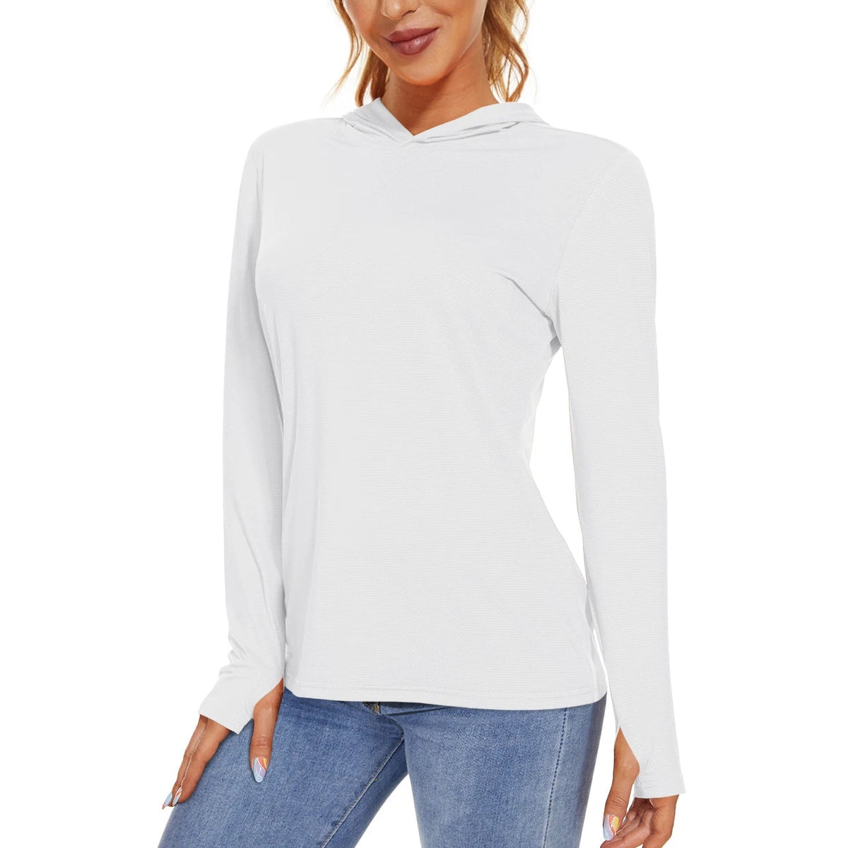 Camisola SunGuard Flow – Manga Comprida com Capuz e Protecção UPF 50+ – Branco