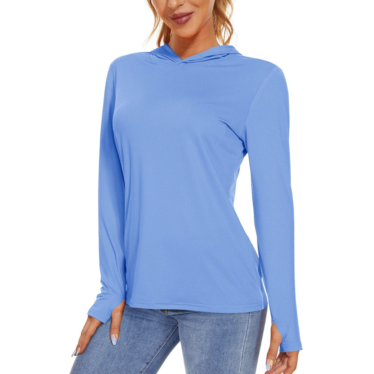 Camisola SunGuard Flow – Manga Comprida com Capuz e Protecção UPF 50+ – Azul