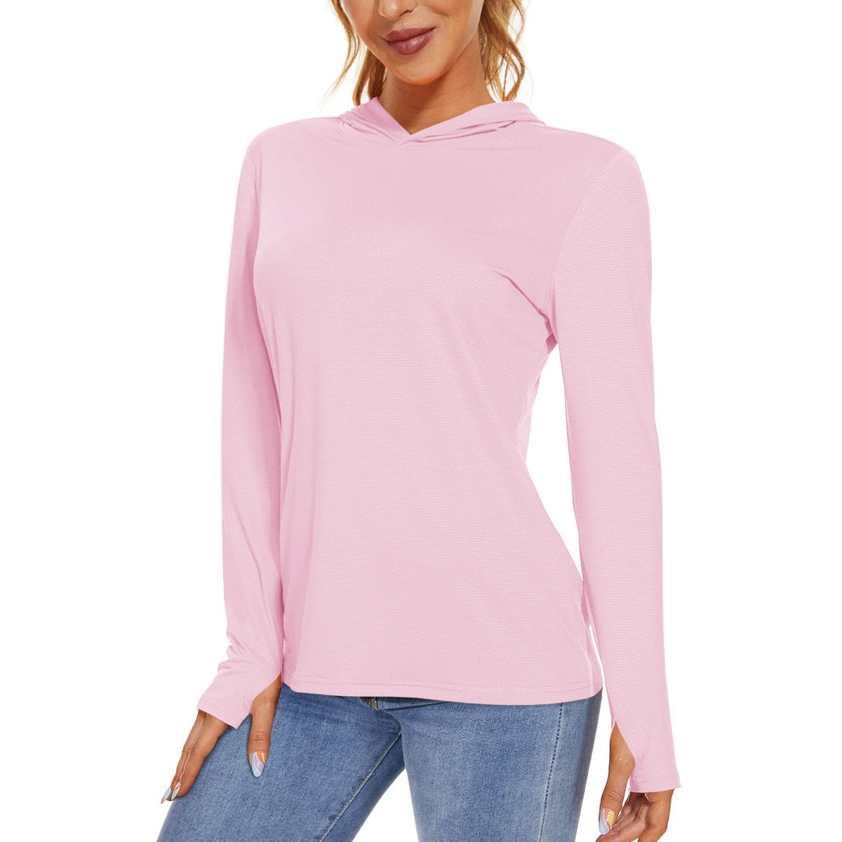 Camisola SunGuard Flow – Manga Comprida com Capuz e Protecção UPF 50+ – Rosa Claro