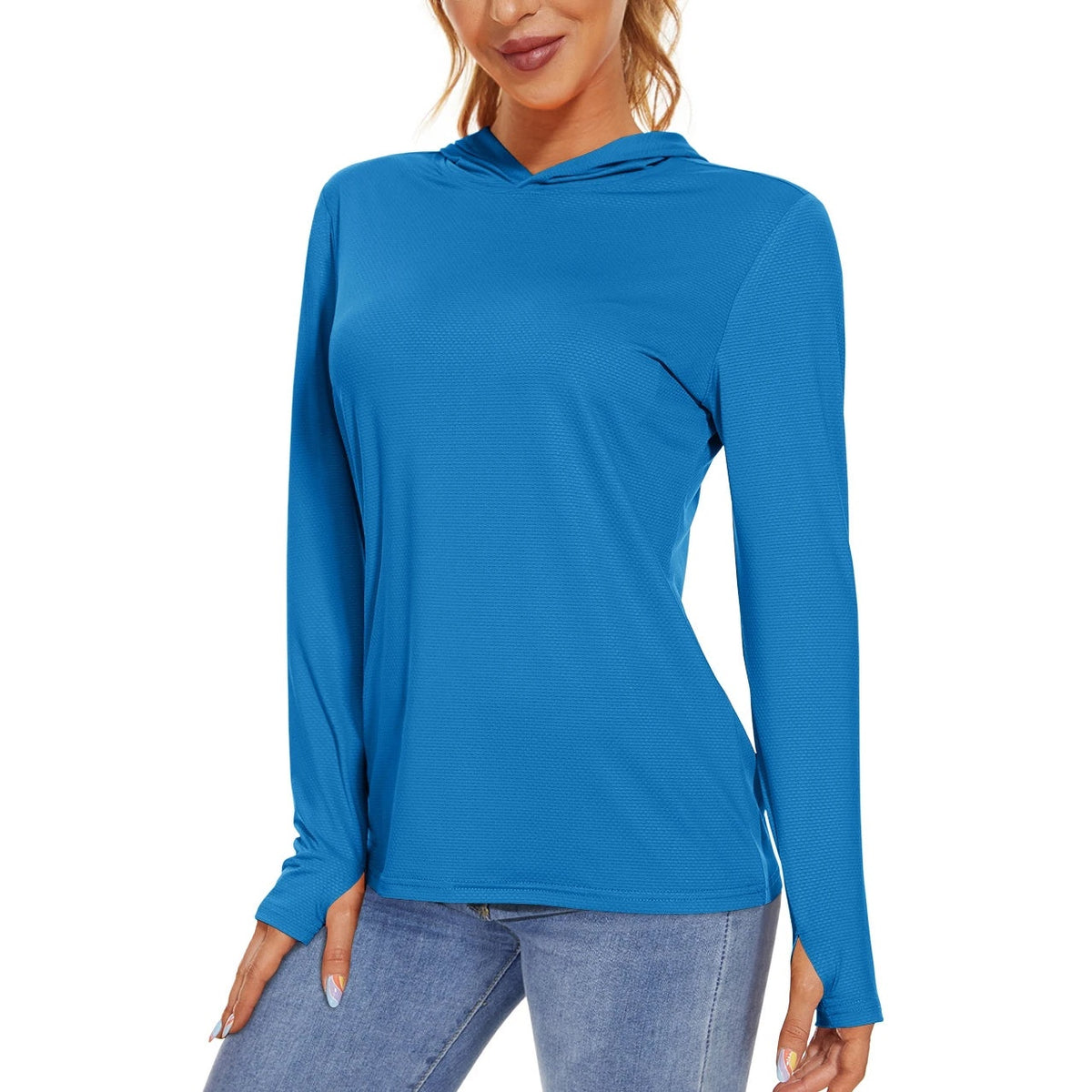 Camisola SunGuard Flow – Manga Comprida com Capuz e Protecção UPF 50+ – Azul Esverdeado