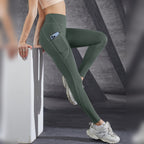 Leggings Femininas de Yoga Esticáveis com Bolsos – Verde