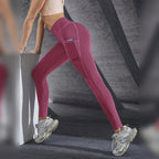 Leggings Femininas de Yoga Esticáveis com Bolsos – Vermelho