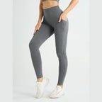 Leggings Femininas de Yoga Esticáveis com Bolsos – Cinzento