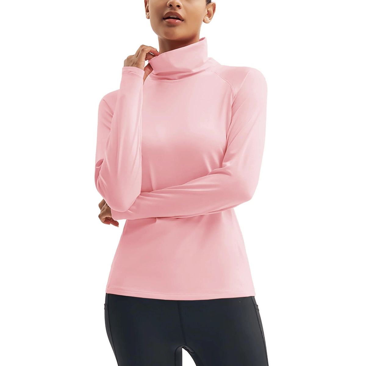 Lunar Warmth – Gola Alta e Conforto Feminino – Rosa Claro