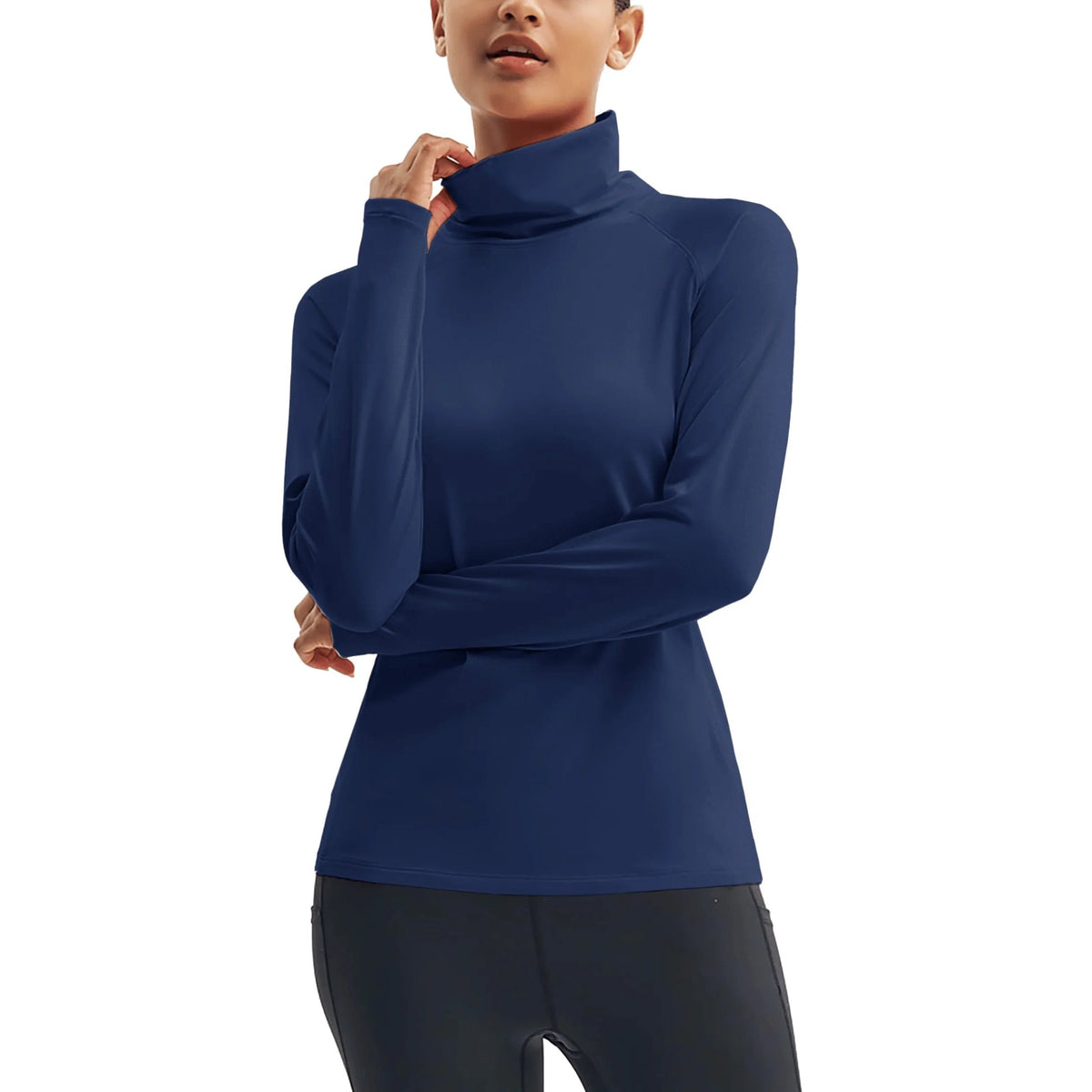 Lunar Warmth – Gola Alta e Conforto Feminino – Azul Marinho