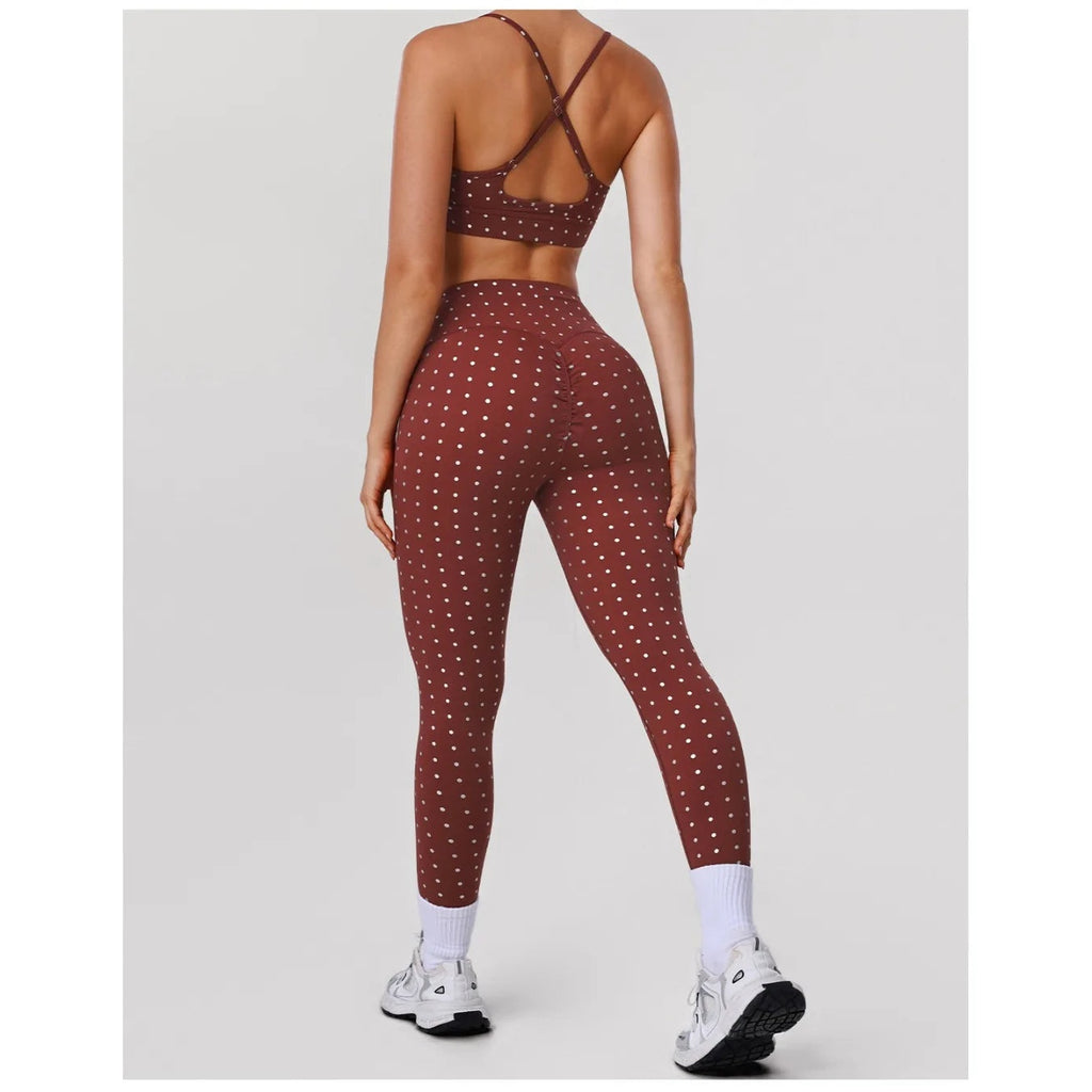 Conjunto Starlight Flow vermelho com padrão de pontos – vista de costas