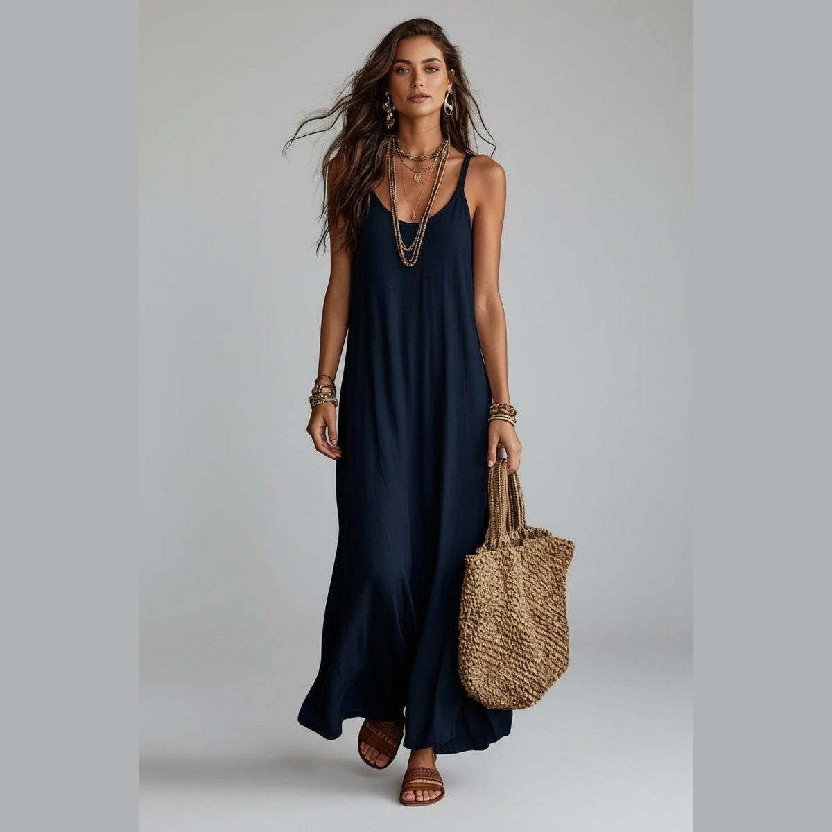 Ananda Breeze Dress – Leveza e Serenidade – Azul Marinho