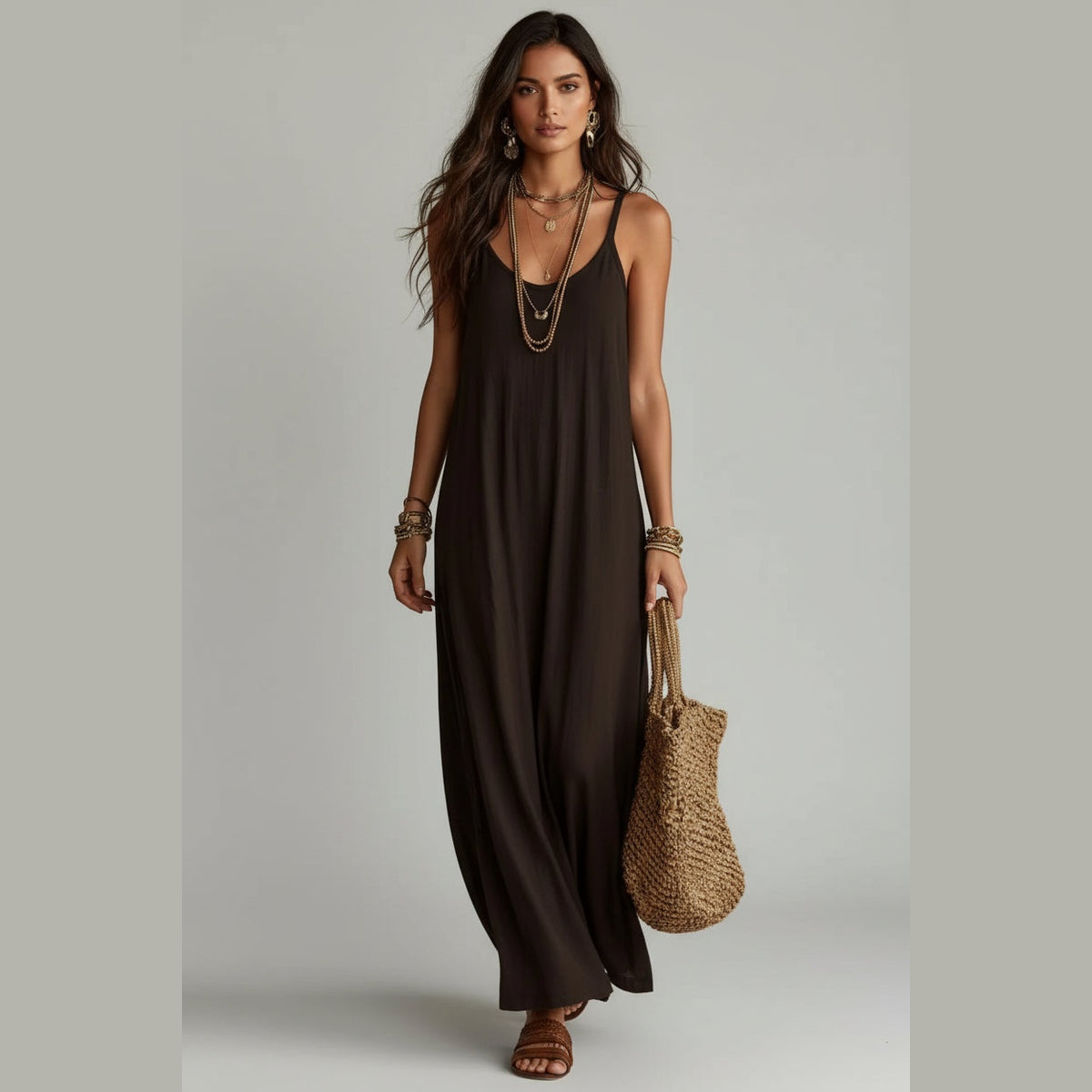 Ananda Breeze Dress – Leveza e Serenidade – Castanho Escuro