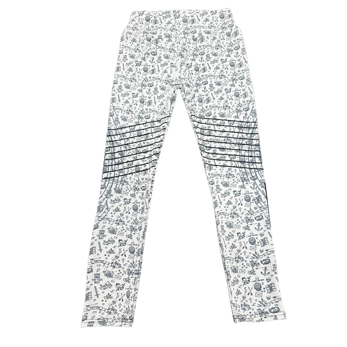 Leggings Shakti Motion brancas com estampado preto – vista do produto de costas