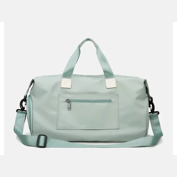 Saco Destination Flow verde com bolso frontal de fecho – vista de frente