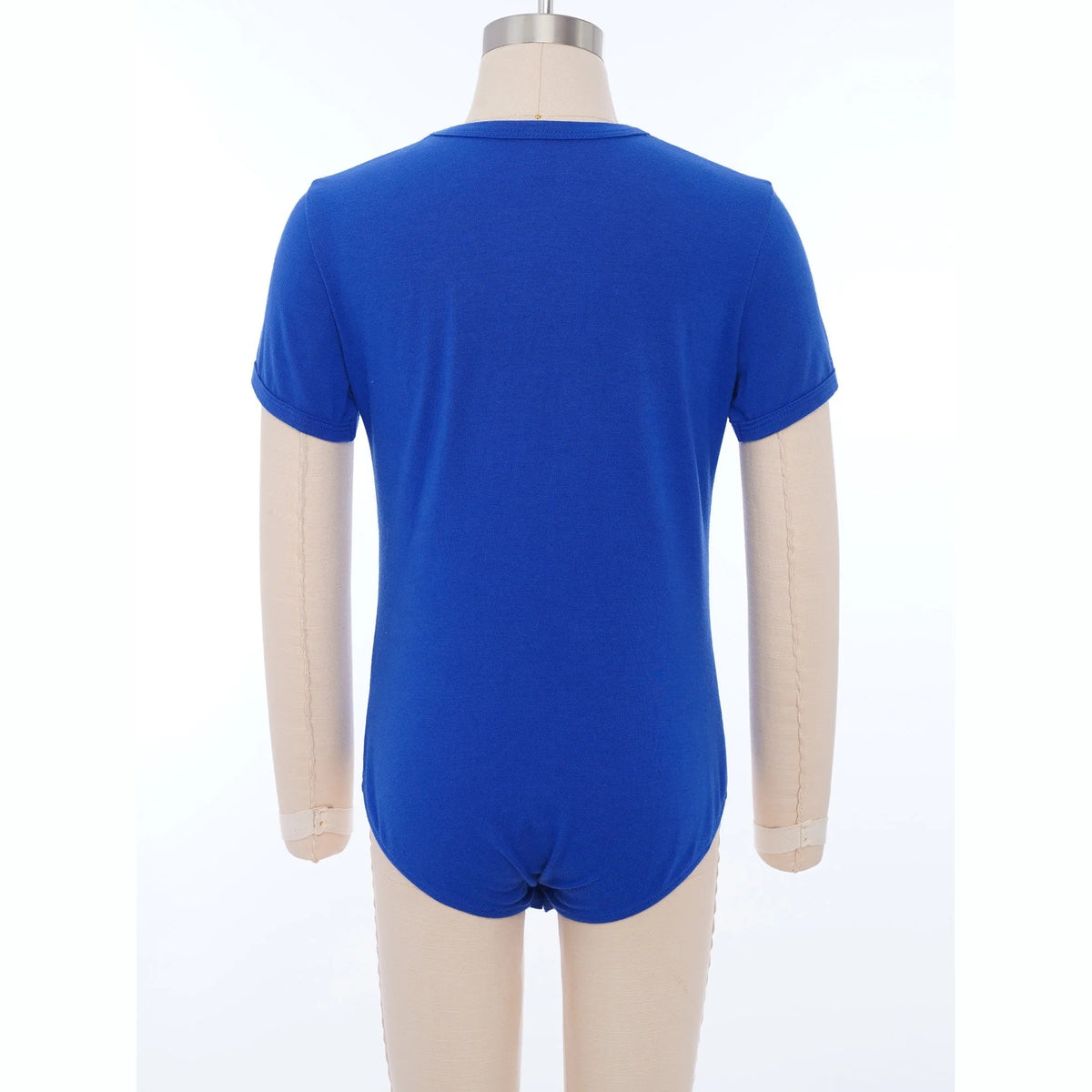 Body infantil Shanti azul num manequim – vista de frente