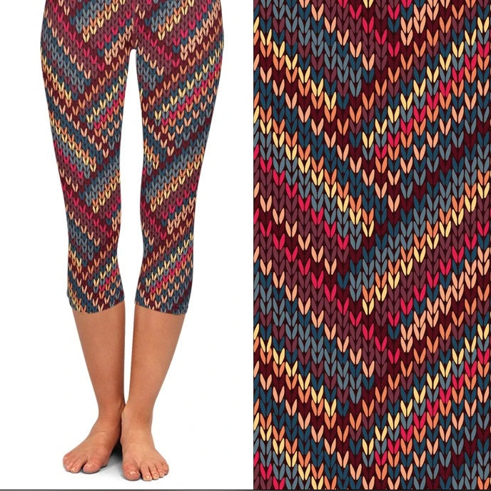 Leggings capri Prisma Flow multicolores com padrão em ziguezague – detalhe do padrão