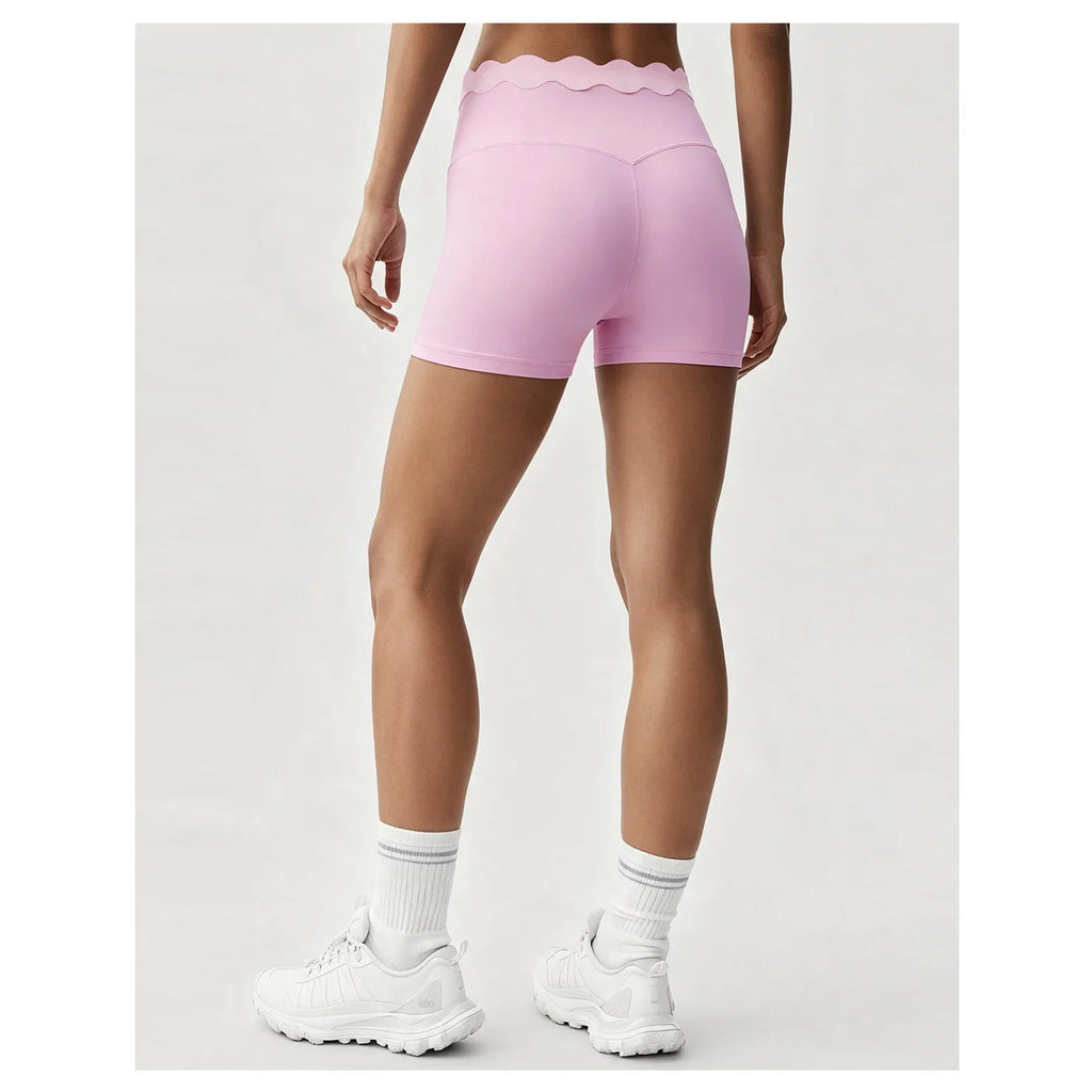 Calções Shakti Lace rosa com cós ondulado – vista de costas
