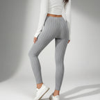 Leggings Ananda Daily cinzentas caneladas de cintura alta – vista lateral
