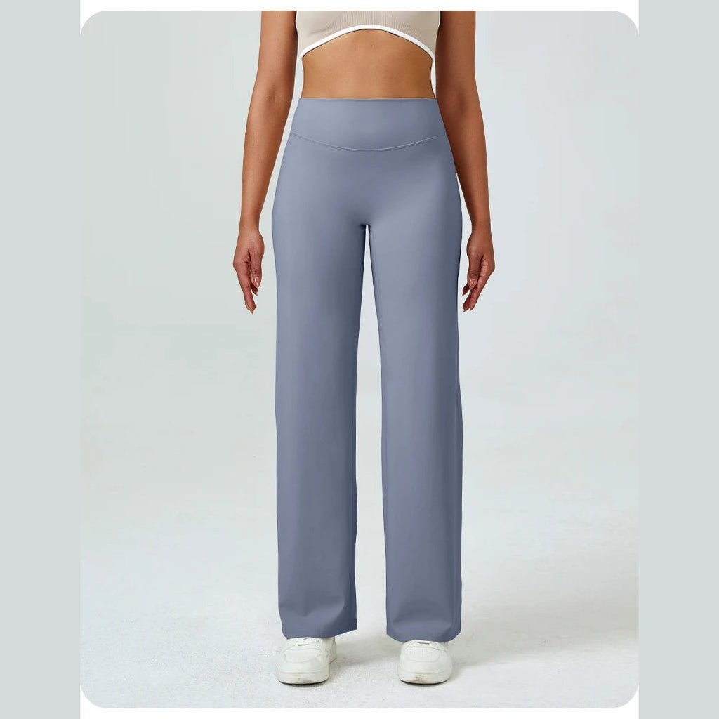 Calças de yoga Shakti Flow cinzento-tubarão de perna direita – vista de frente