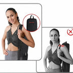 Mochila Prana Flow preta usada às costas e a tiracolo – infografia